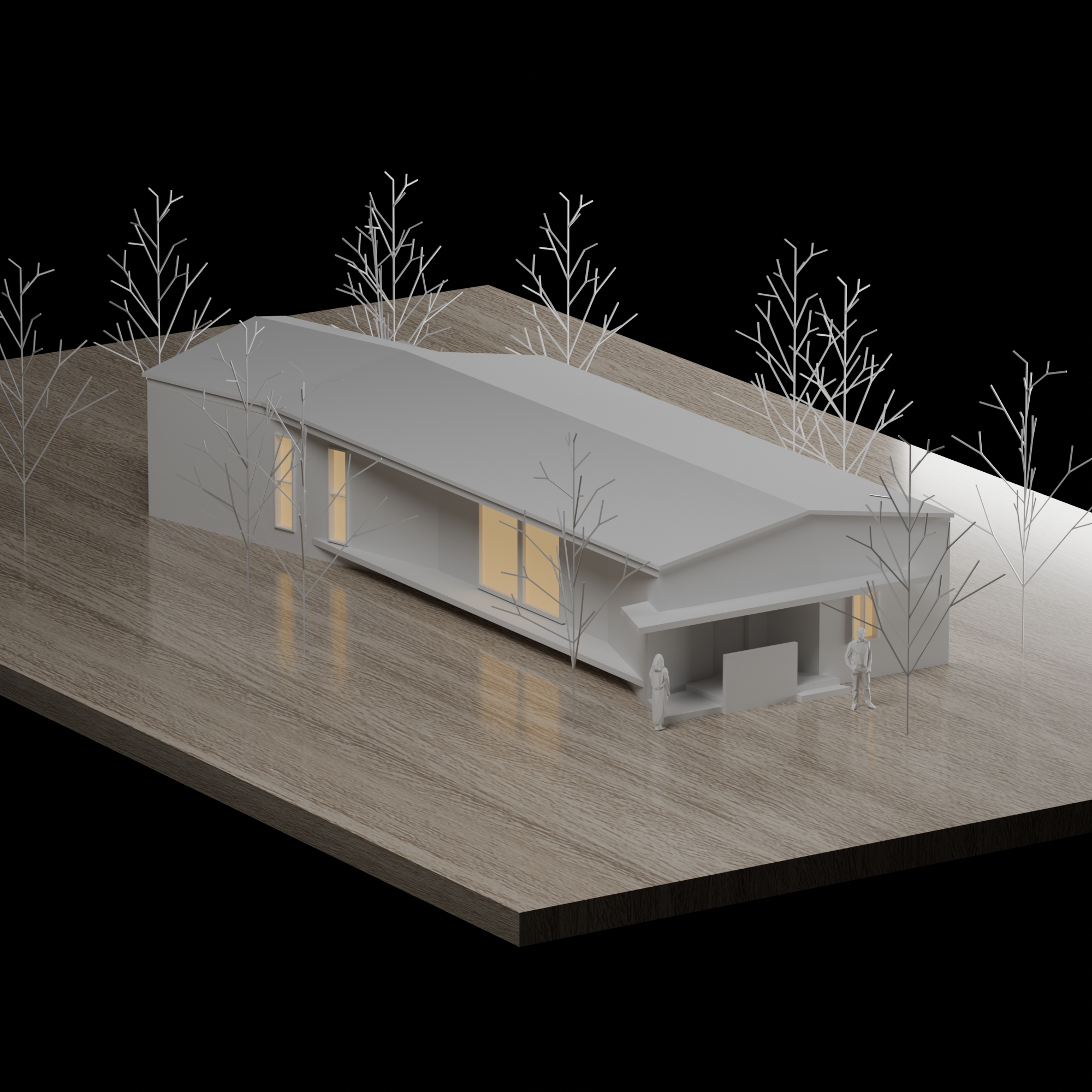 岐阜市「小西郷の平屋」の模型風外観ＣＧパース。